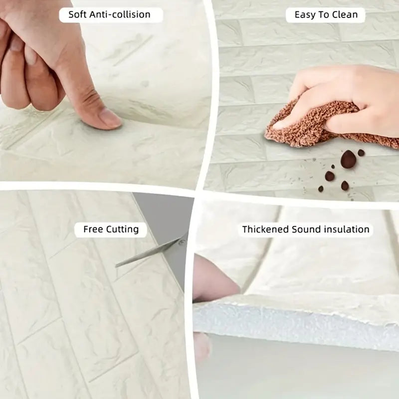 3D Self-Adhesive White Brick Foam Wall Panels and Tile Wallpaper Stickers