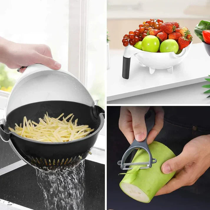 8 in 1 Multifunctional Vegetable Cutter With Drain Basket